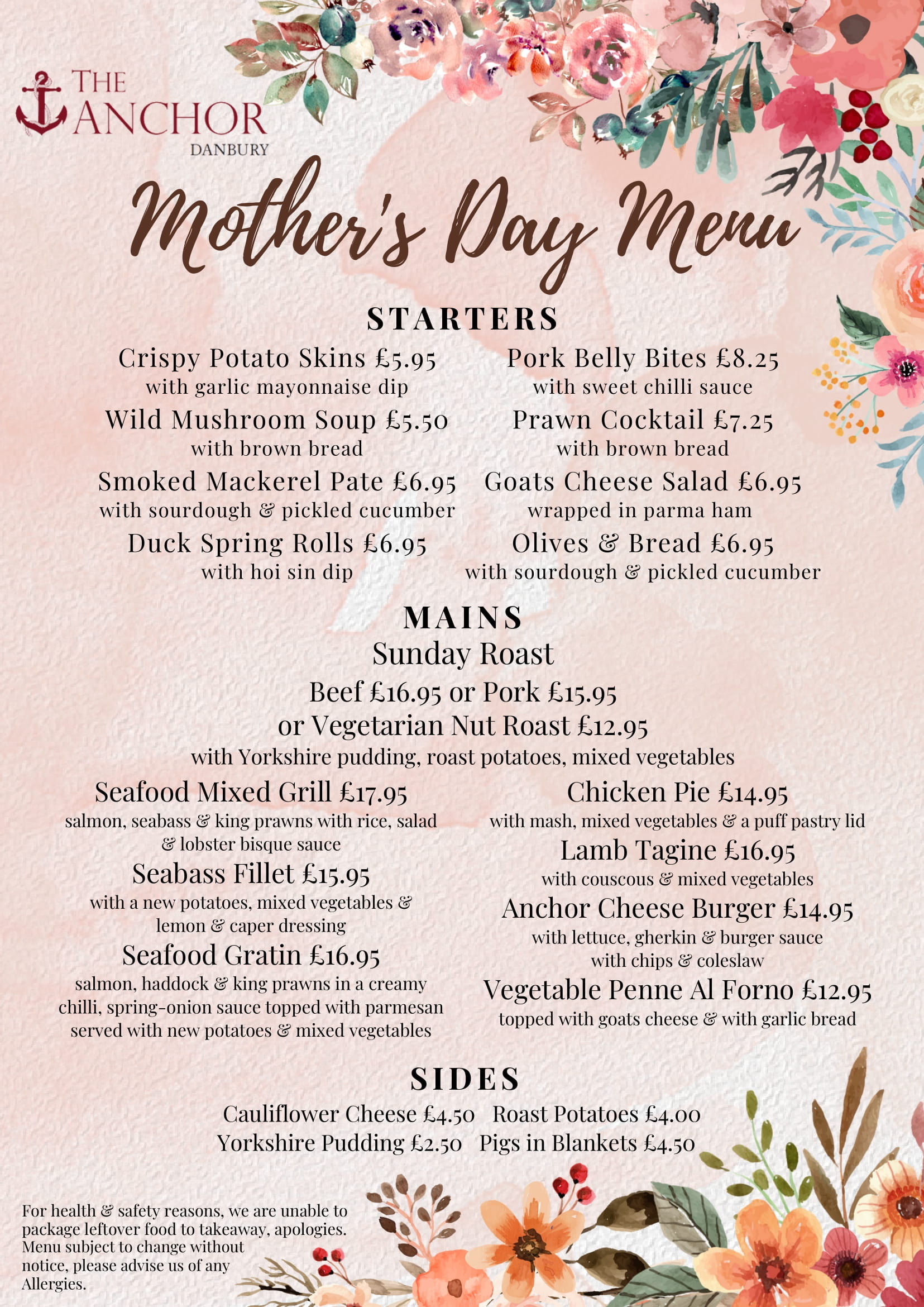 Mother's Day | The Anchor, Danbury , Chelmsford